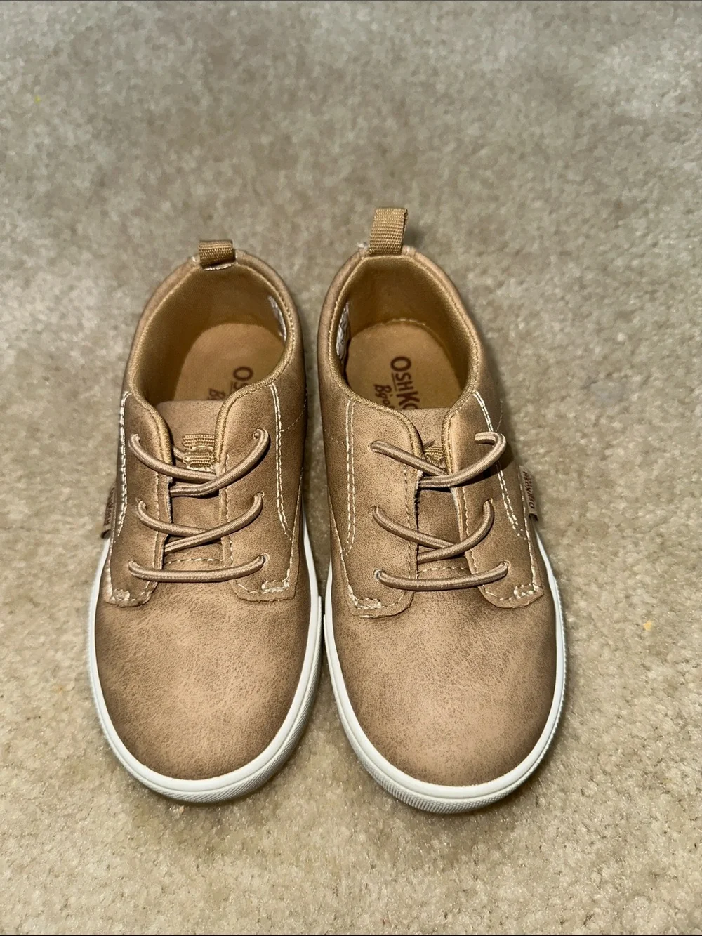 OshKosh B'gosh Little Kids Tan Faux-Leather Lace Sneakers